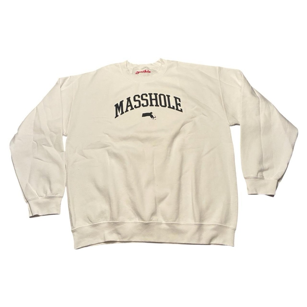 Designs by Jackie Masshole Massachusetts Sweatshirt Cream Crewneck Mens XL